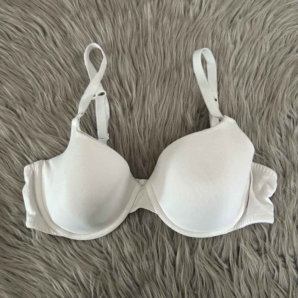 Ambrielle Cotton Lightly Lined Denim Bra Womens Size 40B White Underwire